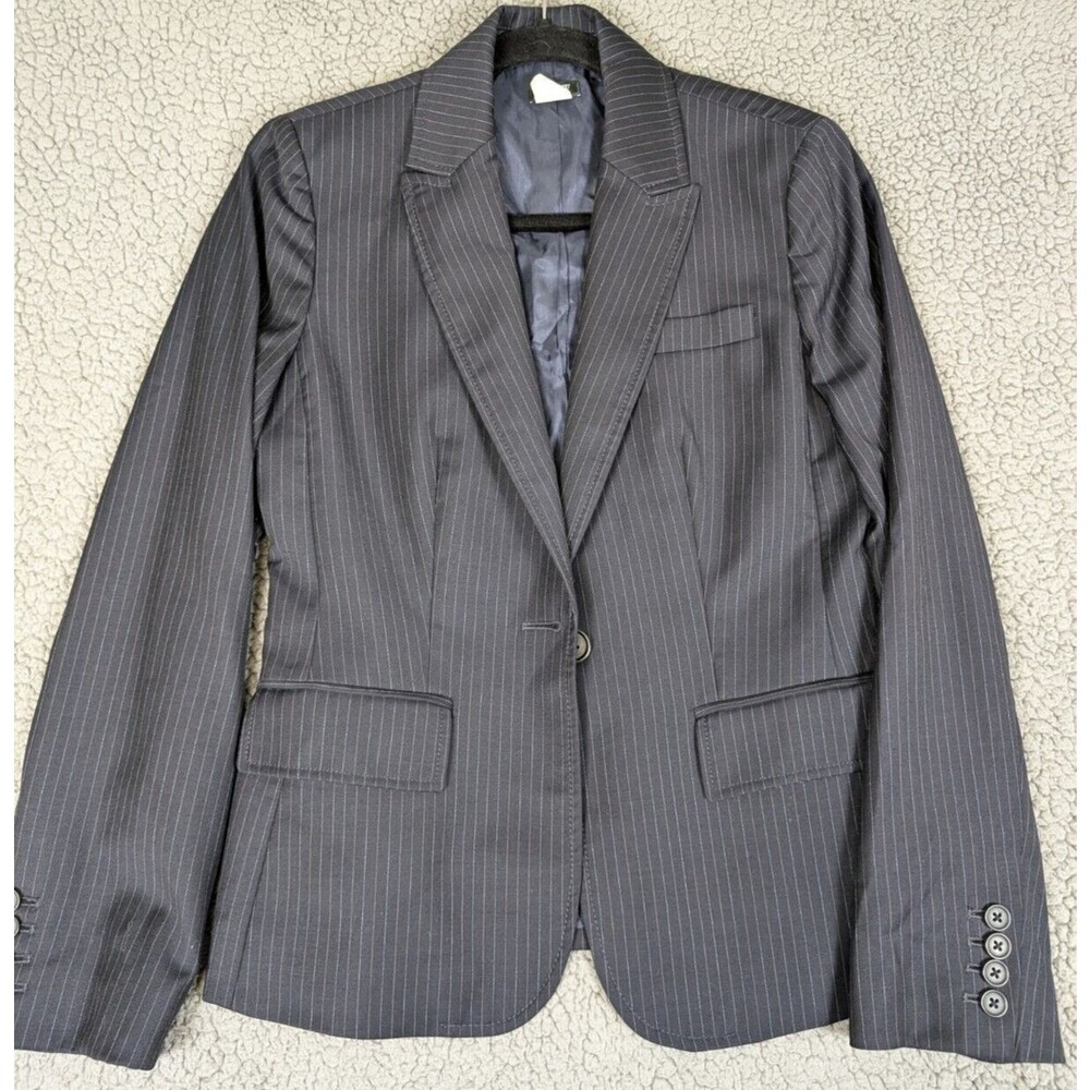 J.Crew Blazer Women’s Size 6 Navy Wool Blend Pinstripe Regent Blazer Jacket